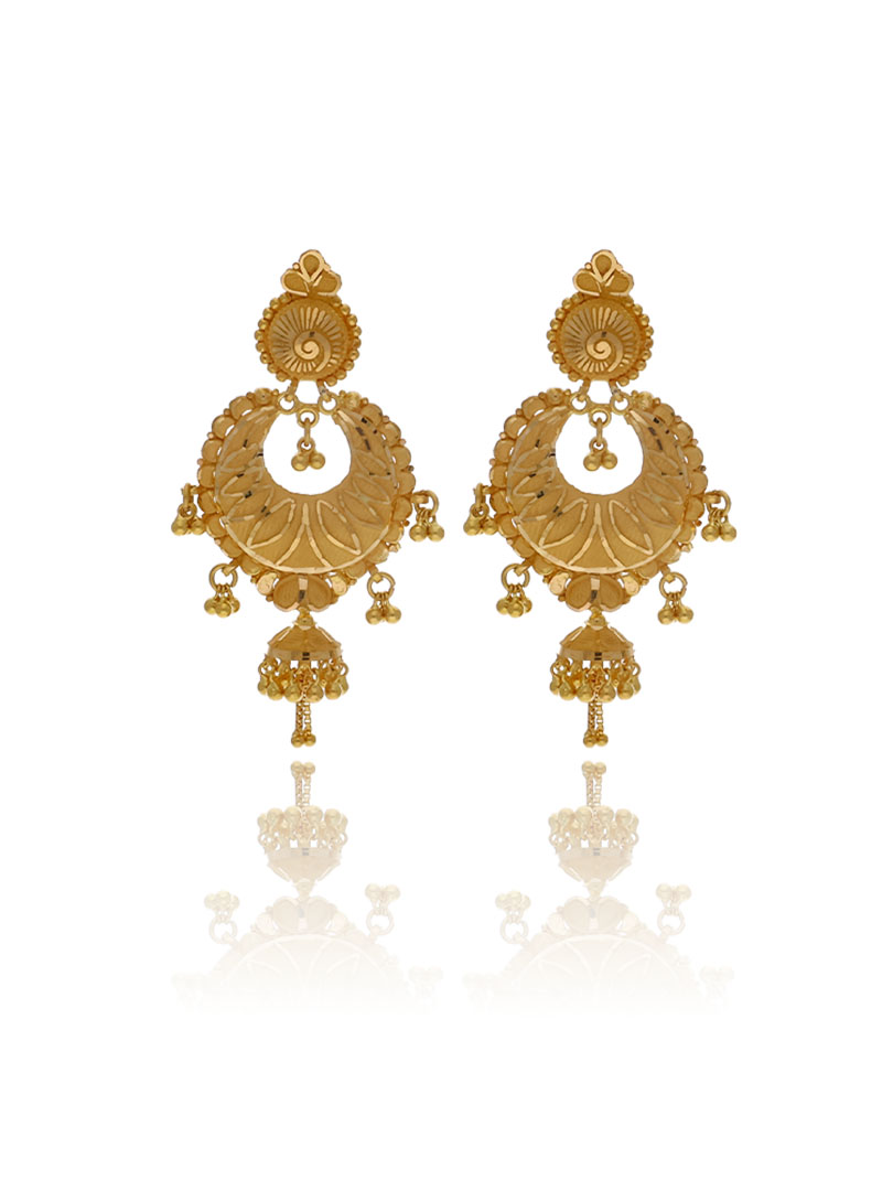 Elegant Rhombic Gold Jhumka Earrings