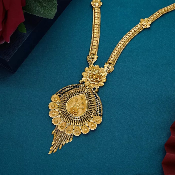 Traditional 22KT Gold Long Floral Necklace-NKSS2528 SU2EE0 - Image 2