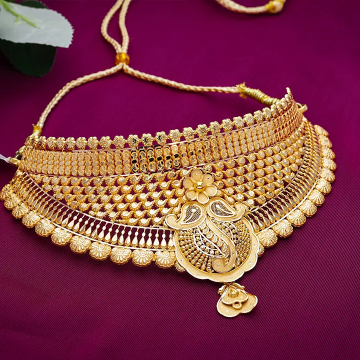 Royal Paisley Bridal Gold Choker-NCCS0794 SU2EAE - Image 2