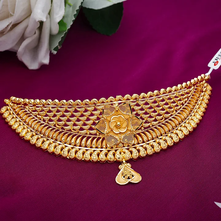 Floral Mesh Traditional Gold Choker-NCCS0724  SU2E99 - Image 2