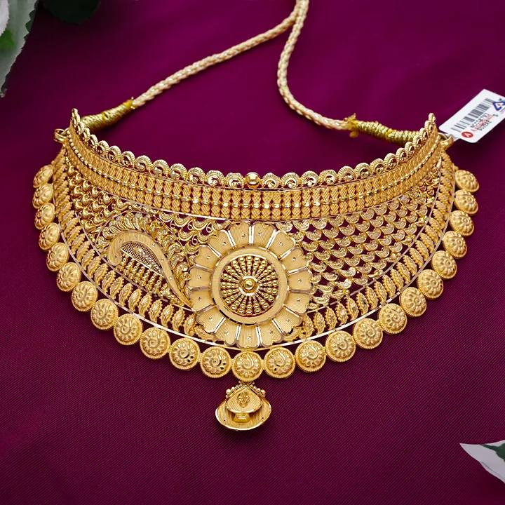 Sunburst Floral Traditional Gold Choker-NCCS0797 SU2EAE - Image 2