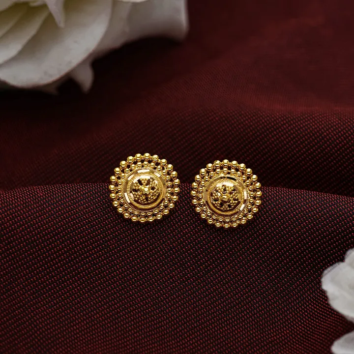 Heritage Bloom Gold Stud Earrings-TOP5888 S263 - Image 2