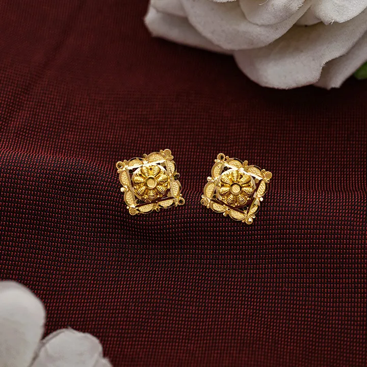 Rajasi Pushpa Gold Stud Earrings-TOP5784 S263 - Image 2