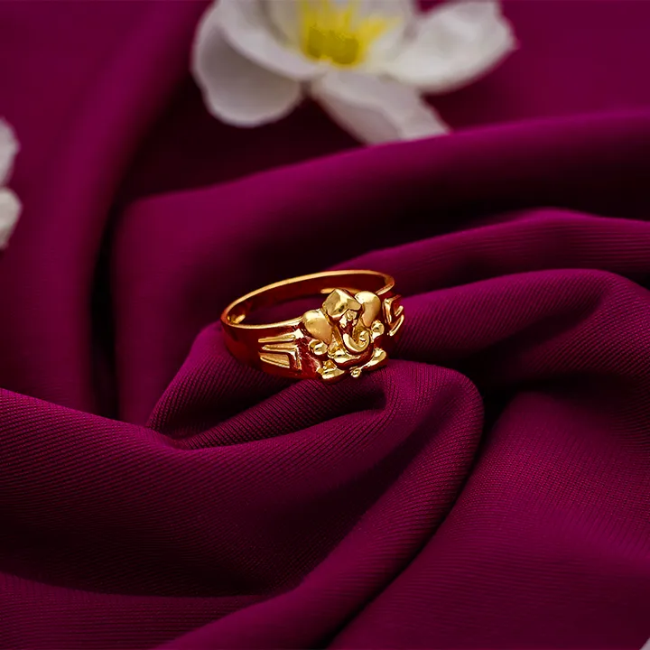 Divine Ganesha Motif Men’s Gold Ring Design-RNG8507 S366 - Image 2