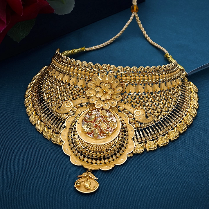 Heritage Floral Bridal Gold Choker-NCCS0807 SU2EAE - Image 2