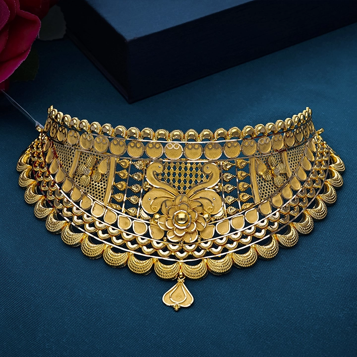 Royal Floral Traditional Gold Choker-NCCS0806 SU2EAE - Image 2