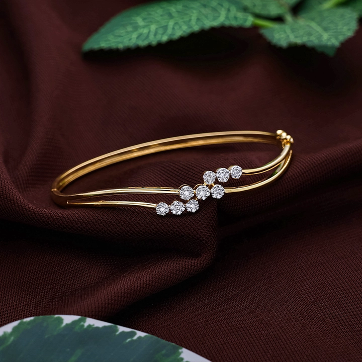 Diamond Cluster Wave Gold Bracelet-DLBR0215 S317 - Image 2