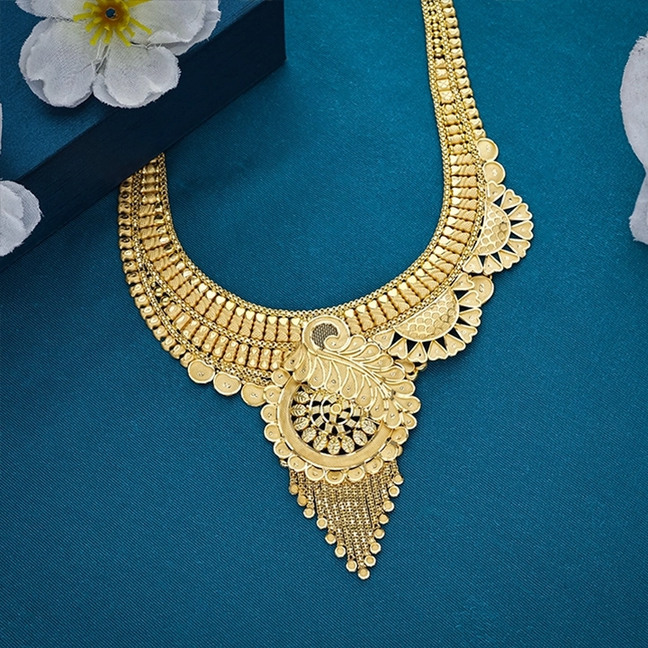 Paisley Filigree 22K Gold Long Necklace - NKSL6469 SU2E83 - Image 2
