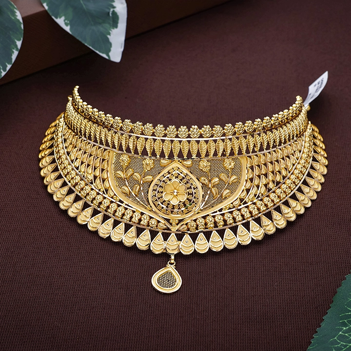 Floral Enamel 22K Gold Choker Necklace-NCCS0913 SU2E97 - Image 2