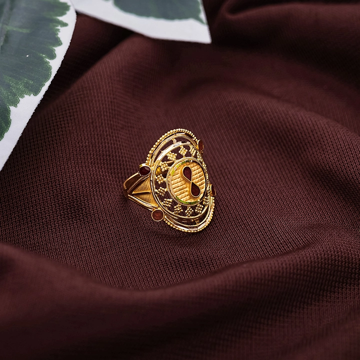 22K Maroon Enamel Infinity Gold Ring-RNL10067 SU2E99 - Image 2