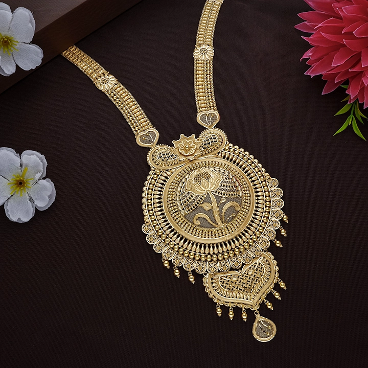 22K Starburst Tassel Gold Long Necklace – NKSL6622 SU3369 - Image 2