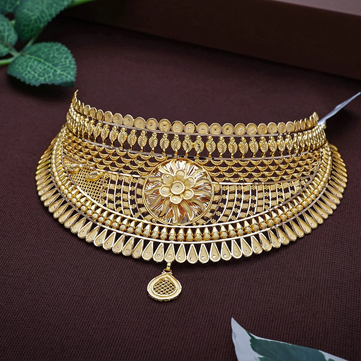 Layered Floral 22K Gold Choker Necklace - NCCS0912 SU2E97 - Image 2