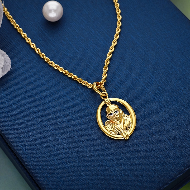 22K Shirdi Sai Baba Oval Gold Locket – 1060009885342 S230 - Image 2