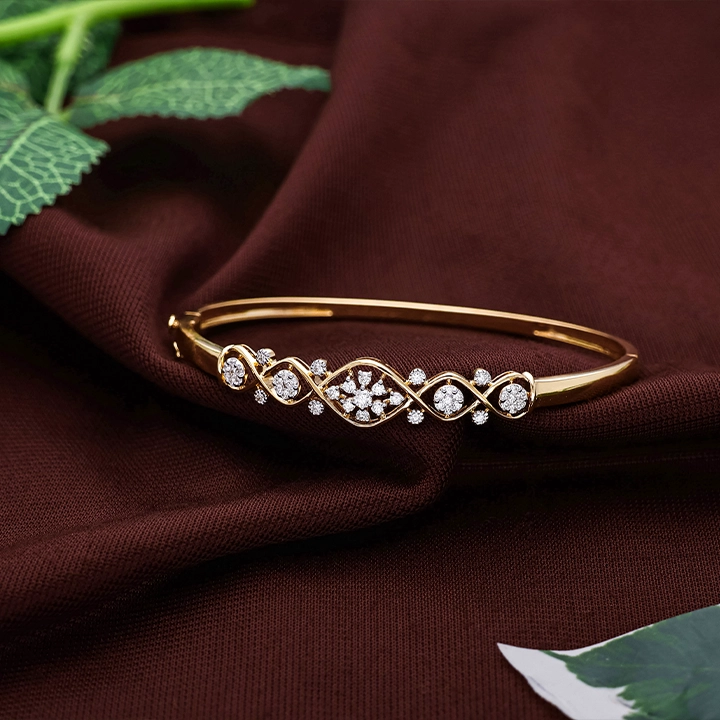 Diamond Floral Gold Bracelet for Women-DLBR0214 S317 - Image 2