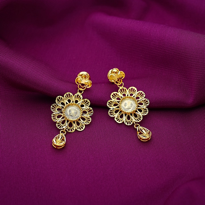 22K Leaf Cascade Filigree Gold Earrings-ER18731 S364 - Image 2
