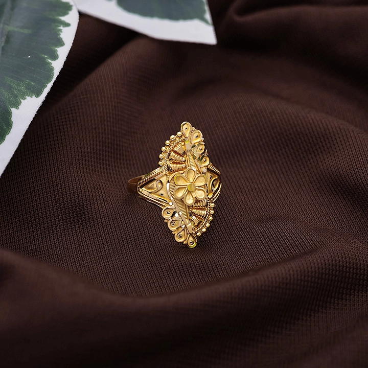 22K Floral Filigree Gold Ring for Women-RNL10095 SU2E99 - Image 2