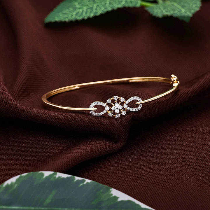 Diamond Infinity Floral Gold Bracelet-DLBR0208 S419 - Image 2