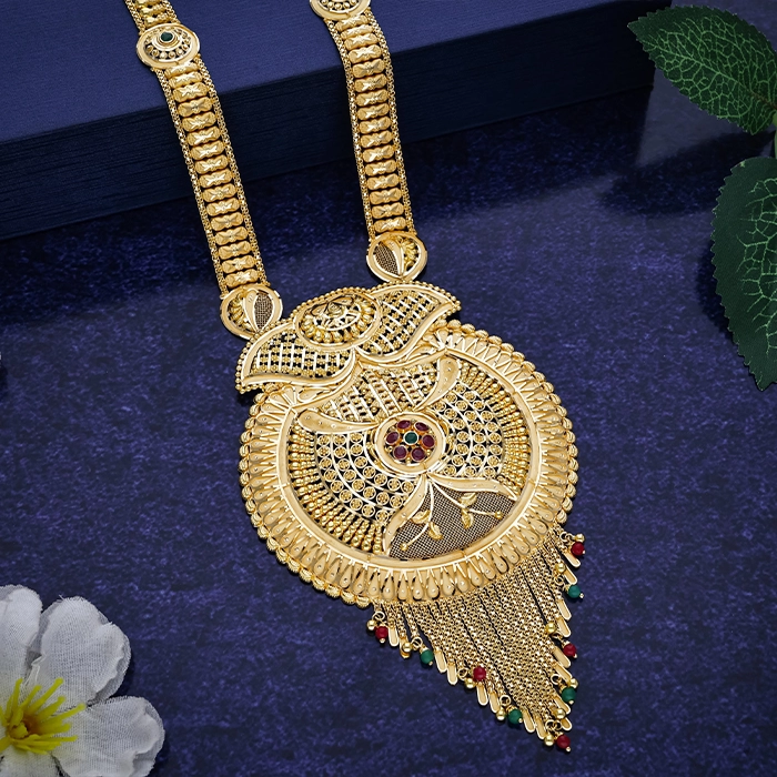 22K Gold Ruby Filigree Rani Haar - NKSL6681SU3369 - Image 2