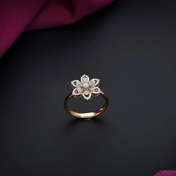 18K Gold Lotus Diamond Ring with Pavé Petals - DLRG2700SU2ECA - Image 2