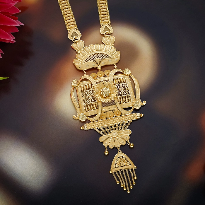 22K Gold Floral Rani Necklace - NKSL6659SU2E83 - Image 2