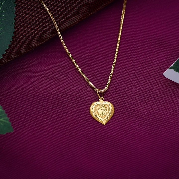 Heart Shaped Maa Durga Kids Gold Pendant Locket - LKT5359 SU2E81 - Image 2