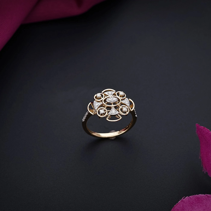 18K Gold Open Mandala Diamond Ring - DLRG2904SU2ECA - Image 2