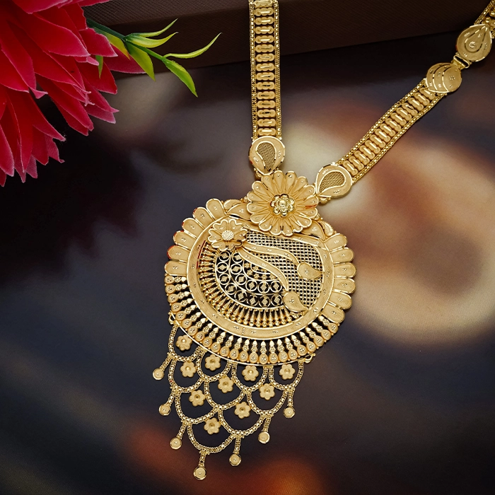 Gold Peacock Necklace - NKSL6663SU2E83 - Image 2