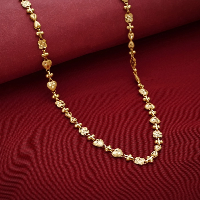 Gold Heart Motif Chain Necklace - CH16016SU2E51 - Image 2