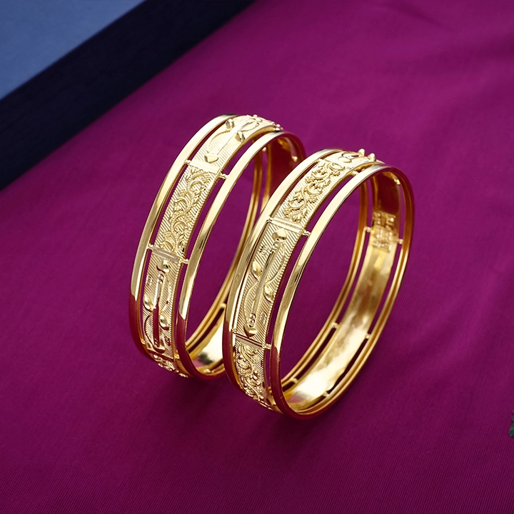 Heritage Engraved Gold Bangles - BNG22949S298 - Image 2