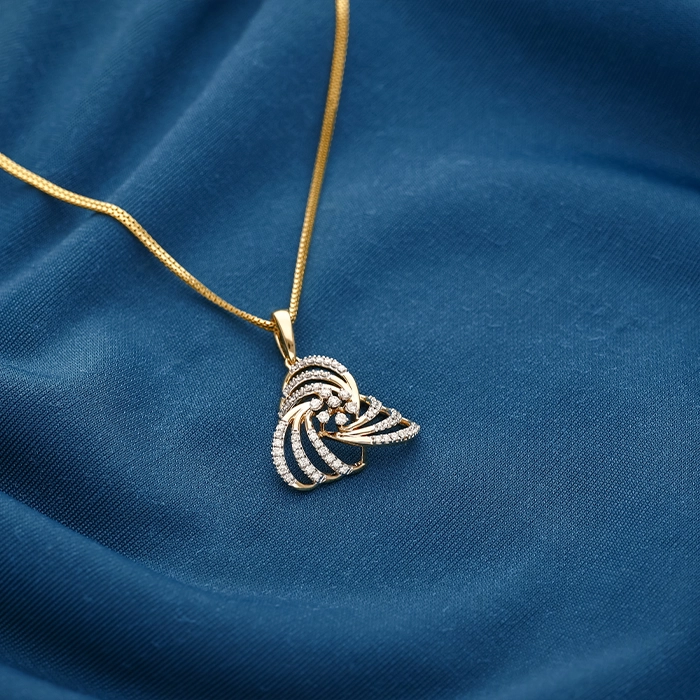 Modern Swirl Diamond Pendant in 18K Gold - DPND0601SU324L - Image 2