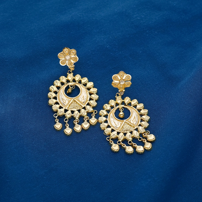 Ornate Floral Chandbali Filigree Gold Earrings - ER24643S373 - Image 2