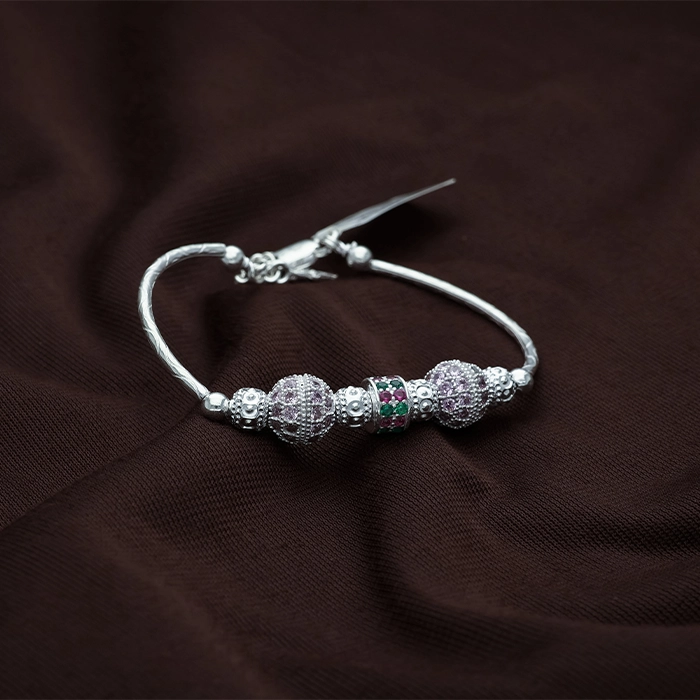 Exquisite Beaded Charm Multi-Stone Silver Bracelet - SBLS1426S201 - Image 2