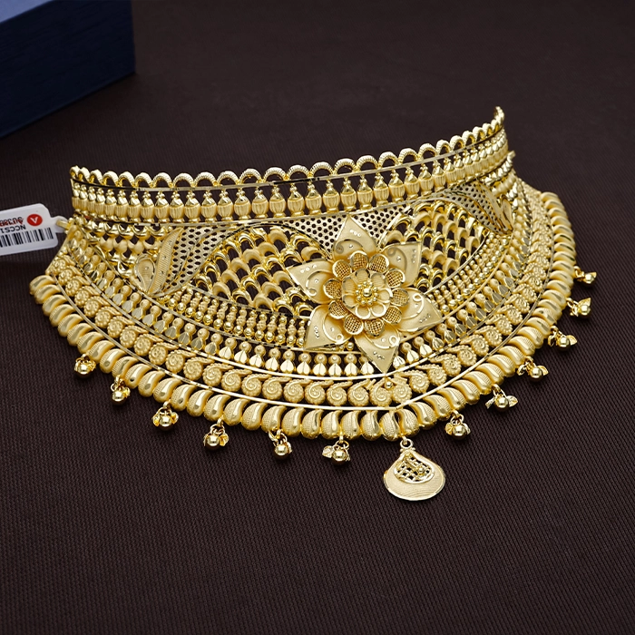 Ornate Blooming Floral Jali Gold Choker Necklace - NCCS1144SU3369 - Image 2