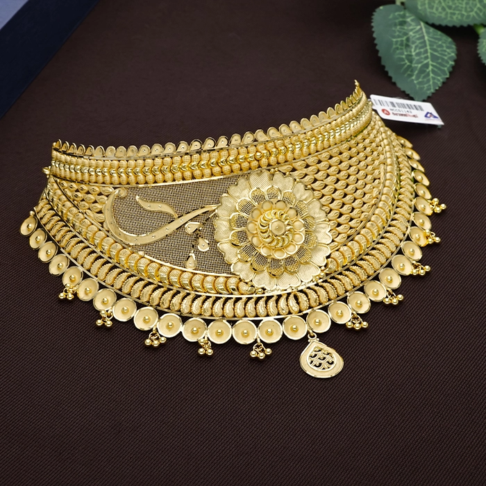 Ornate Sunflower Jali Gold Choker Necklace - NCCS1143SU3369 - Image 2
