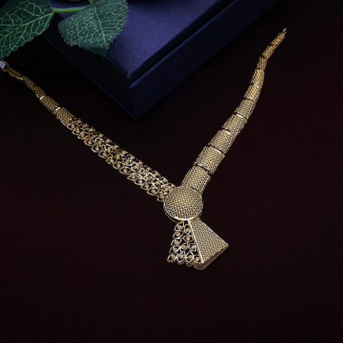 Heart Motif Short Gold Necklace-NKSL6586 S364 - Image 2