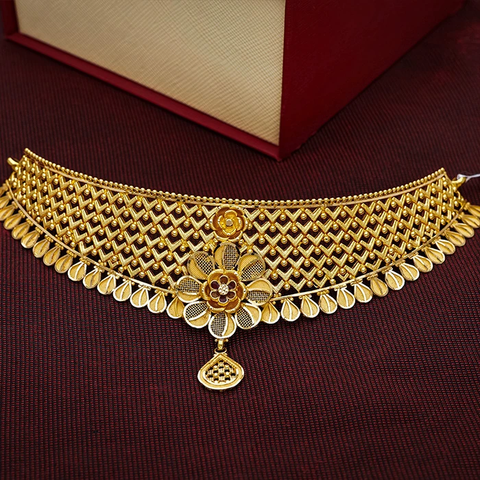 Floral Forum Meshwork Gold Choker-NCCS0765 SU2EE0 - Image 2