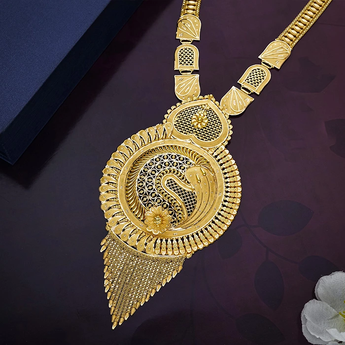 Intricate Floral Long Gold Necklace-NKSS5582 SU2E83 - Image 2