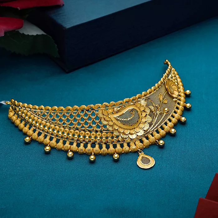 Paisley Motif 22KT Gold Choker-NCCS0742 SU2E99 - Image 2