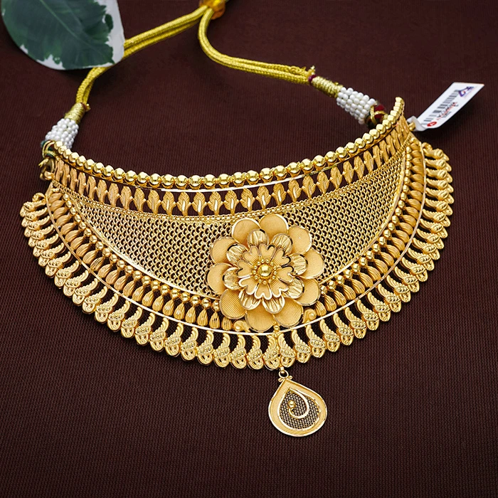 Royal Floral Pattern Gold Choker-NCCS0592 S263 - Image 2