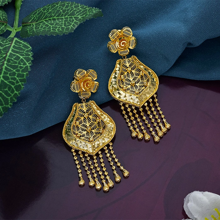 Floral Filigree Gold Jhumka Earrings for Women - ER16188 S364 - Image 2