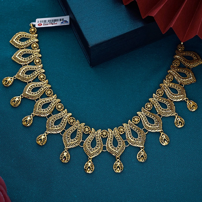 Classic Tear-Drop Short Gold Necklace-NKLS6672 S364 - Image 2