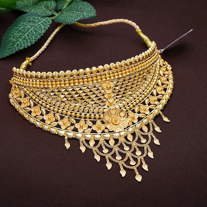 Grid Work Floret Gold Choker-NCCS0769 SU2EA1 - Image 2