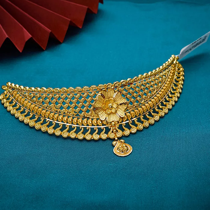 Floral 22KT Gold Choker Necklace-NCCS0735 SU2E99 - Image 2