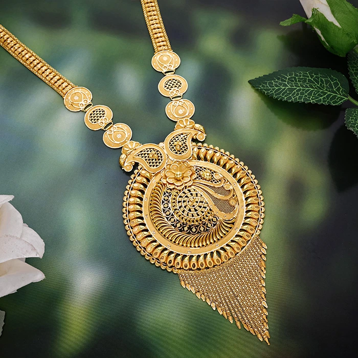Opulent Gold Long Necklace with Intricate Detailing-NKSS5583 SU2E83 - Image 2