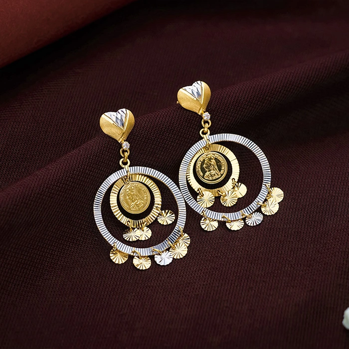 Delicate Gold Floral Jhumka Earrings-1060009055486 S292 - Image 2