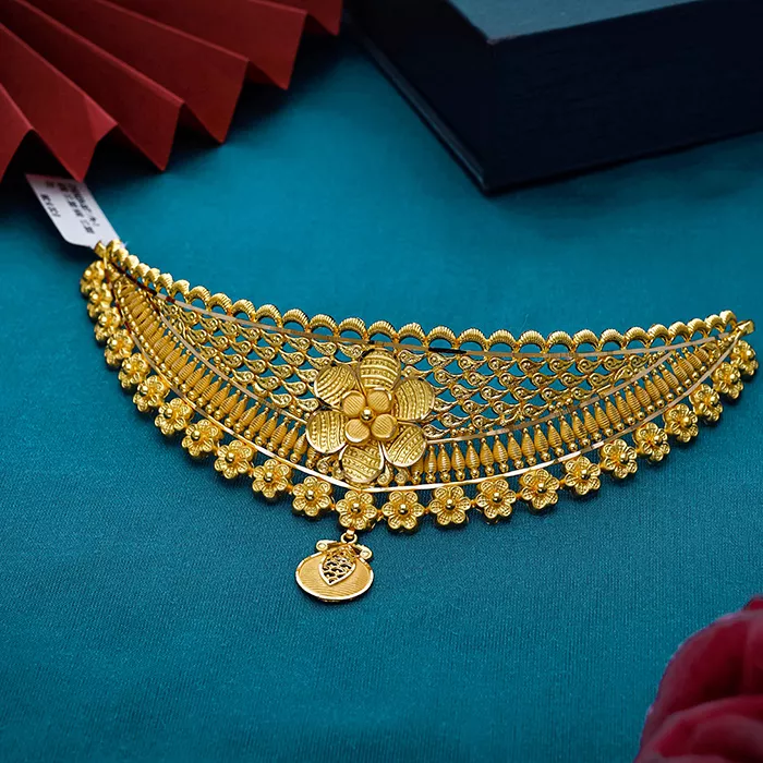 Classic Floral 22KT Gold Choker-NCCS0747 SU2E99 - Image 2