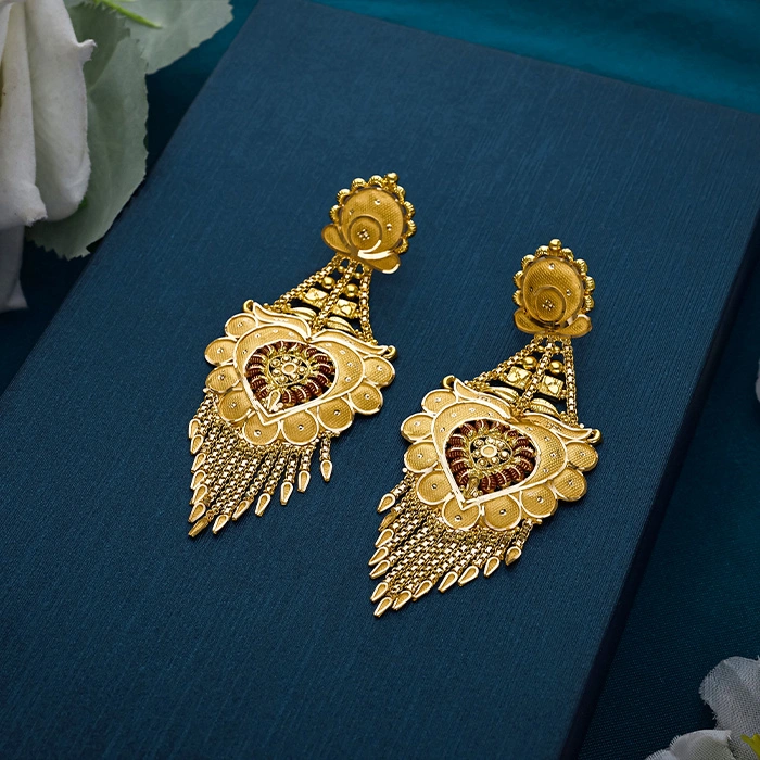 Heart Motif Gold Hanging Earrings-ER16851 SU2E83 - Image 2