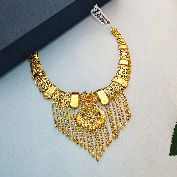 Regal Filigree Veni Fringe Gold Necklace-NKSL6312 S364 - Image 2