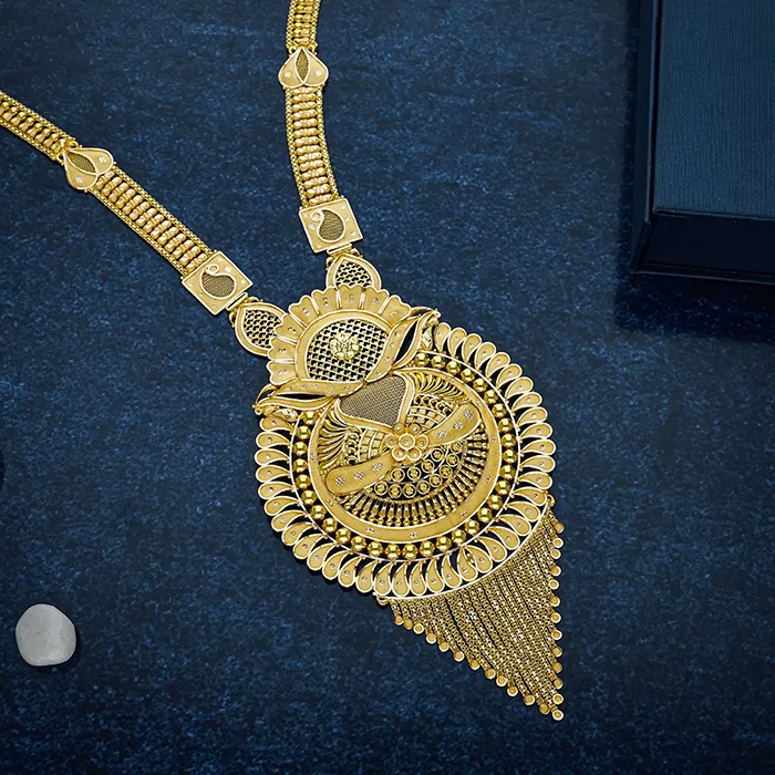 Ornate Bridal Gold Necklace with Cascading Fringe-NKSS5602 SU2E83 - Image 2