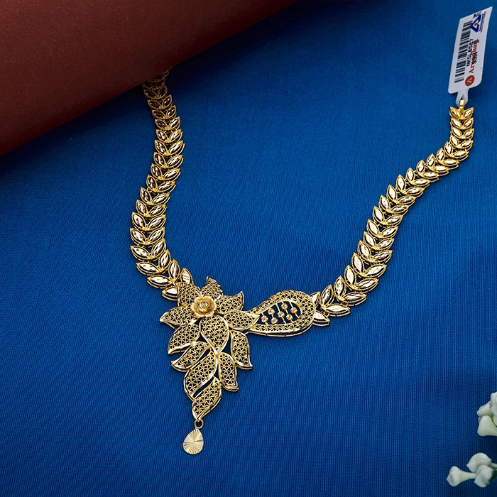Grand Floral Short Gold Necklace-NKSL6587 S364 - Image 2